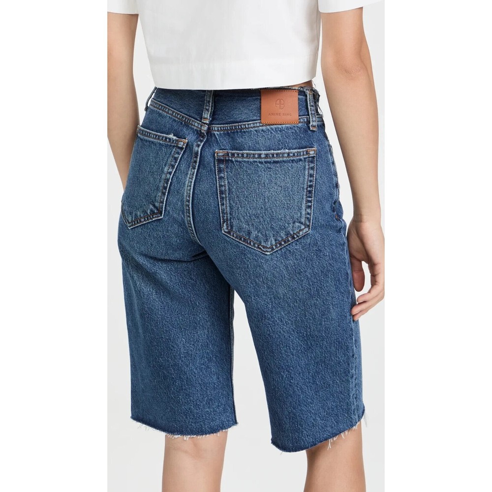 Anine Bing Gavin 1999 Denim Jean Shorts 29 Blue Cutoff 90s Long Bermuda Wide Leg - Picture 4 of 10